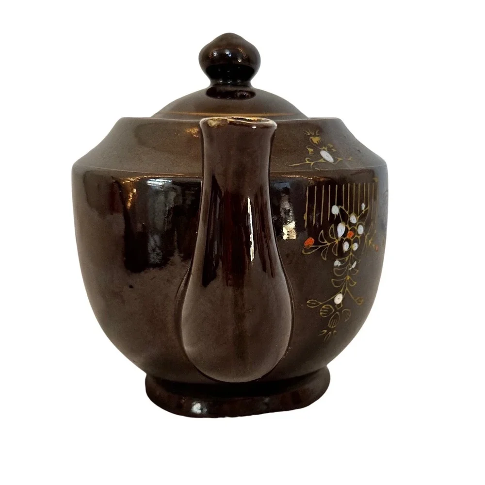 Vintage Unbranded Teapot  Small Brown Good Moriage Hand Painted Made in‎ Japan